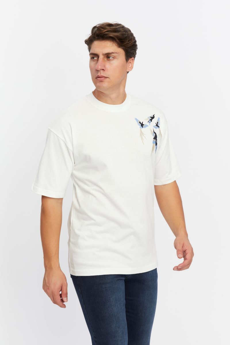 Erkek Beyaz Kuş T-Shirt - Image 2