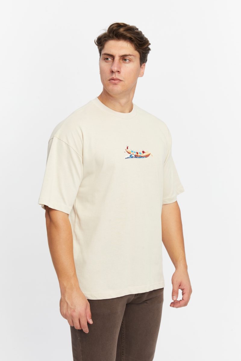 Erkek Bej Kayık T-Shirt - Image 2