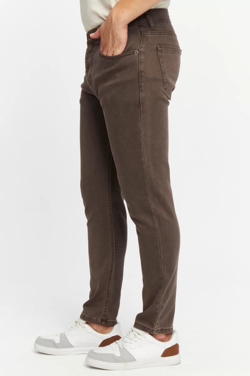 Erkek Slim Fit Kahve Kot Pantolon - Image 3